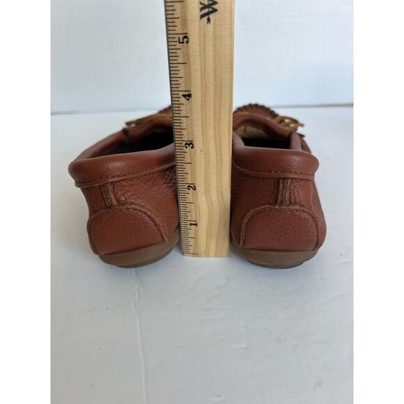 Minnetonka Moccasin Bow Loafer Chestnut Brown Leather Slip On Driving Shoes 8.5 - Picture 9 of 10